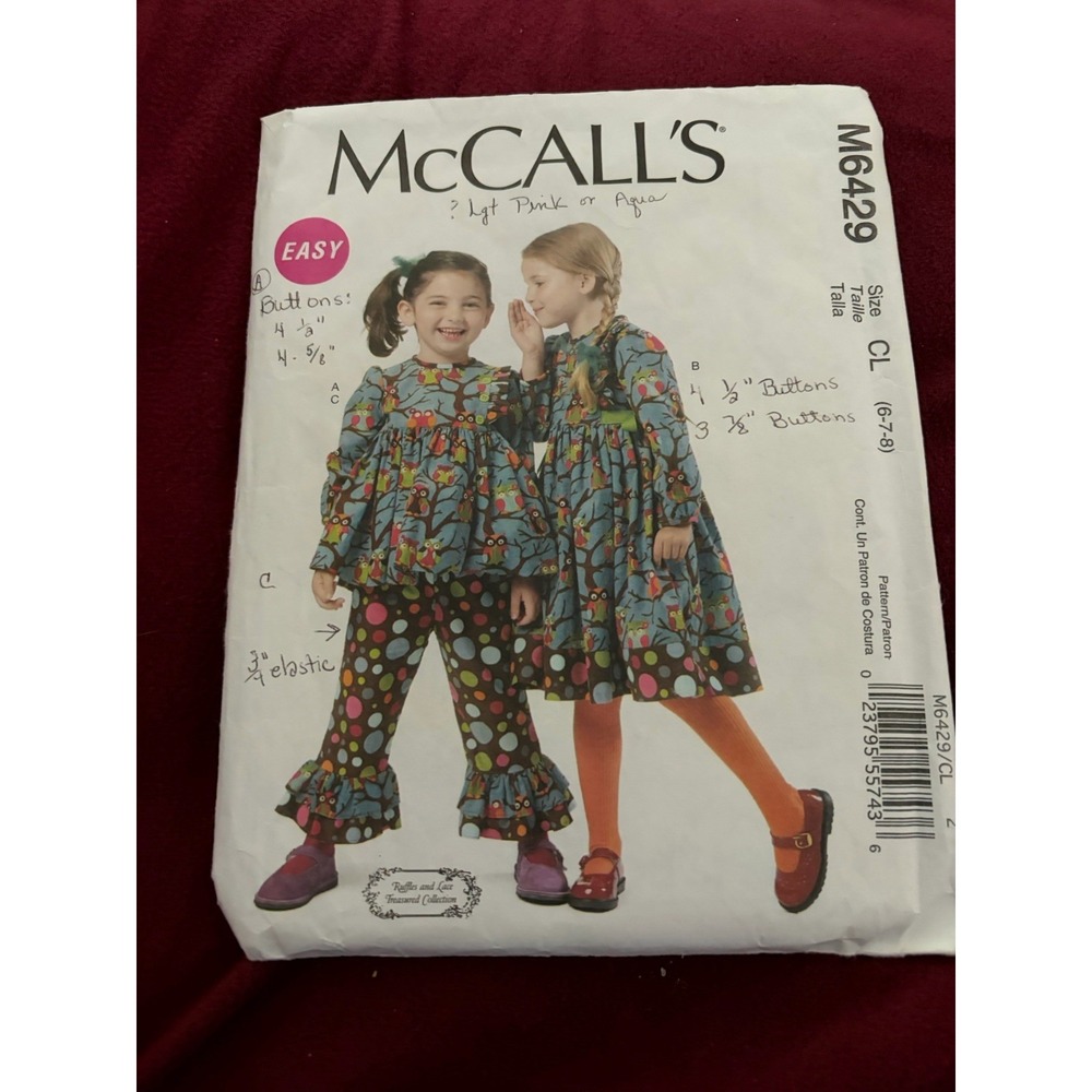 McCall's M6429 Children's & Girl's Top, Dress & Pants Sizes 6 7 8